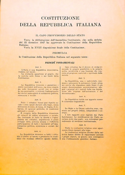 Prima pagina Costituzione Italiana