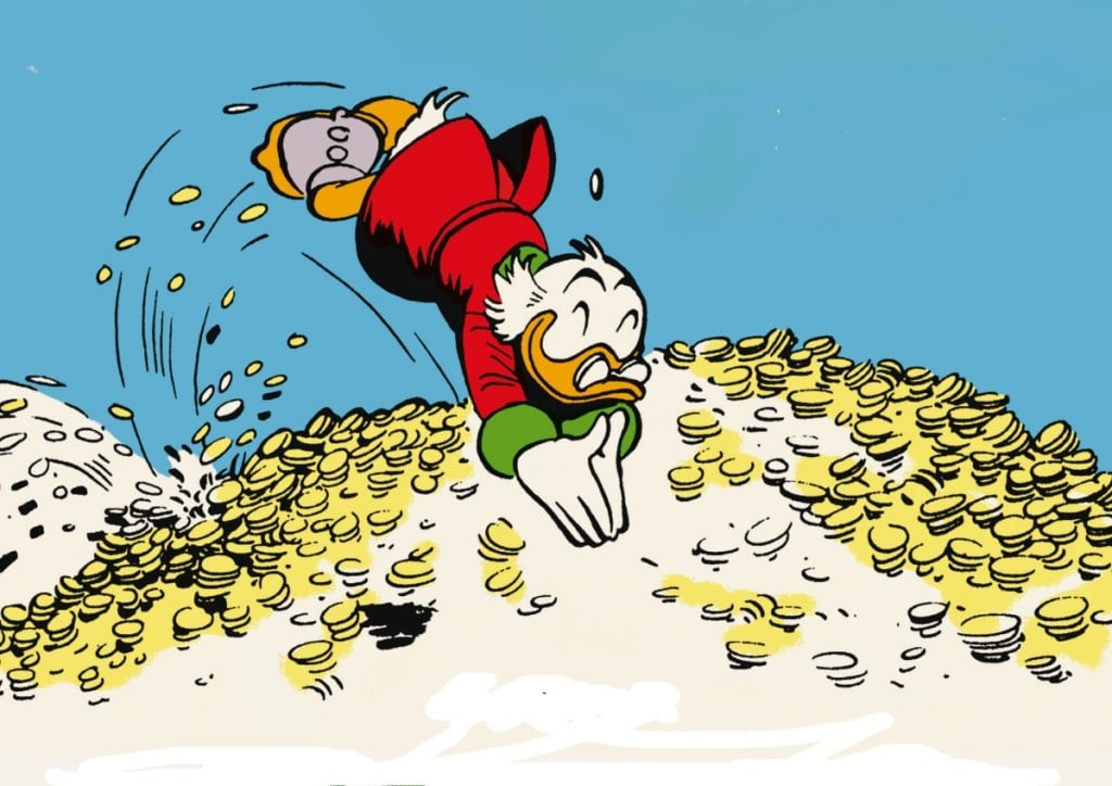 Nel personaggio di Walt Disney l’icona della ricchezza e della smisurata diseguaglianza. Da https://ilgiornaledeigiovanilettori.files.wordpress.com/2013/12/zio-paperone-e-la-disfida-dei-dollari.jpg?w=1200