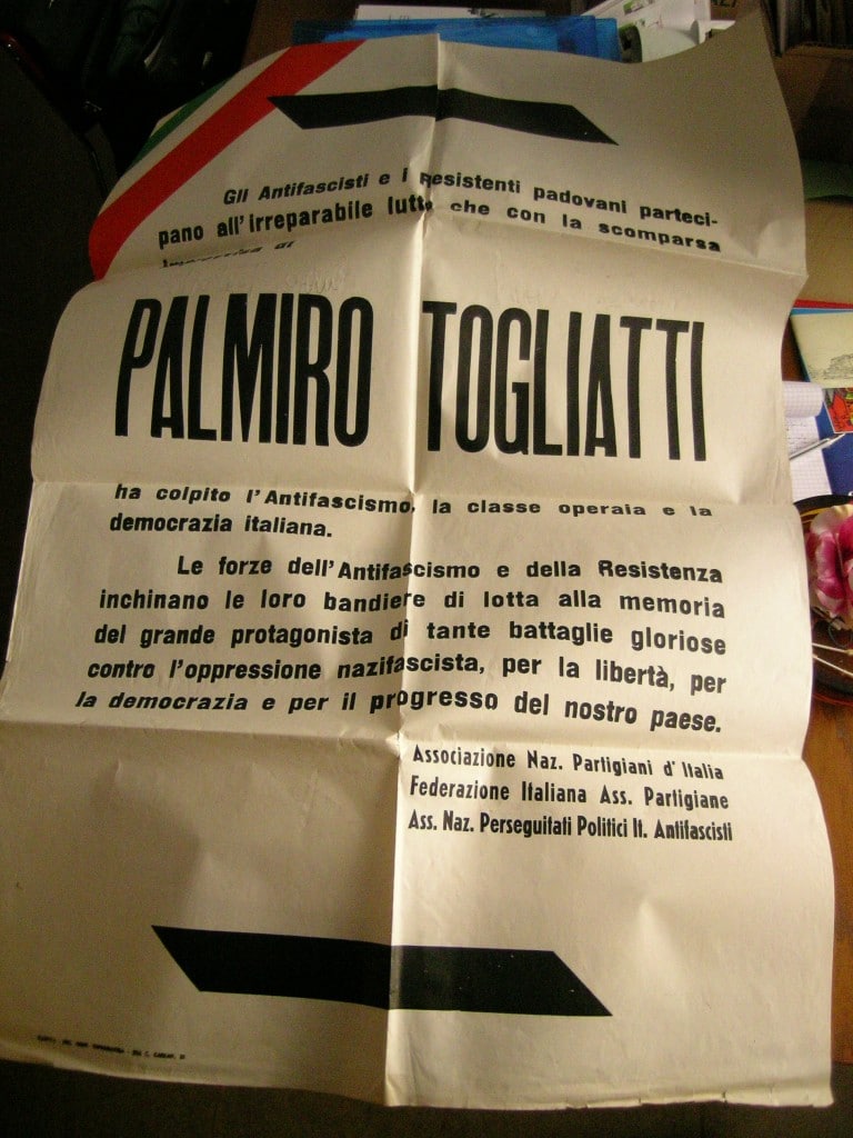 Archivio storico dell'ANPI del Comitato provinciale di Padova: uno dei circa 200 manifesti conservati in sede