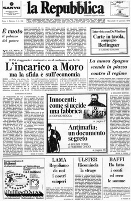 14 gennaio 1976: esce il primo numero di la Repubblica