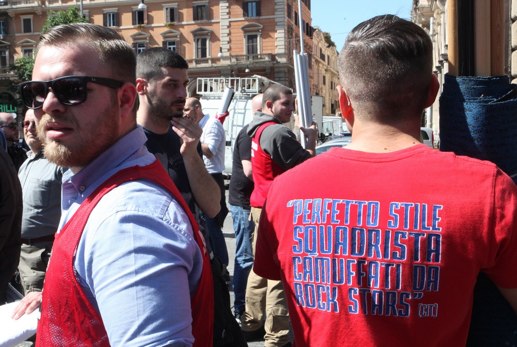 Manifestazione di Casapound contro l'unione europea e le politiche sull'immigrazione,oggi a Roma Nella foto Foto Ravagli
