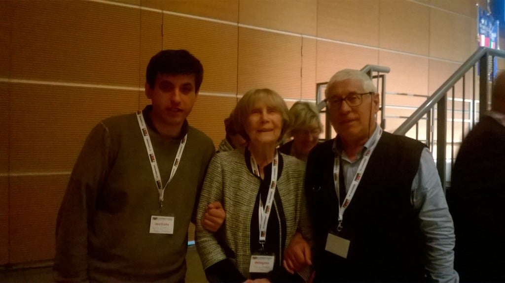 Luca Zappia con la partigiana Marisa Ombra e Sandro Vitale dell'ANPI di Catanzaro