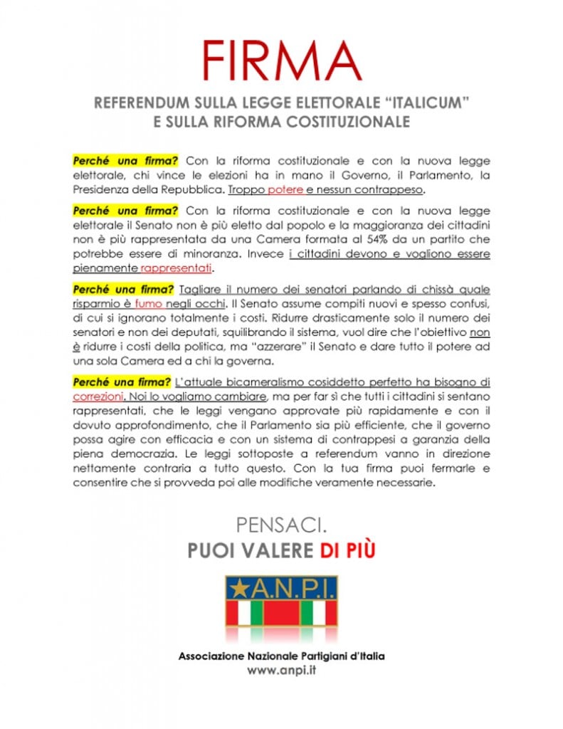 Volantino ANPI sui referendum