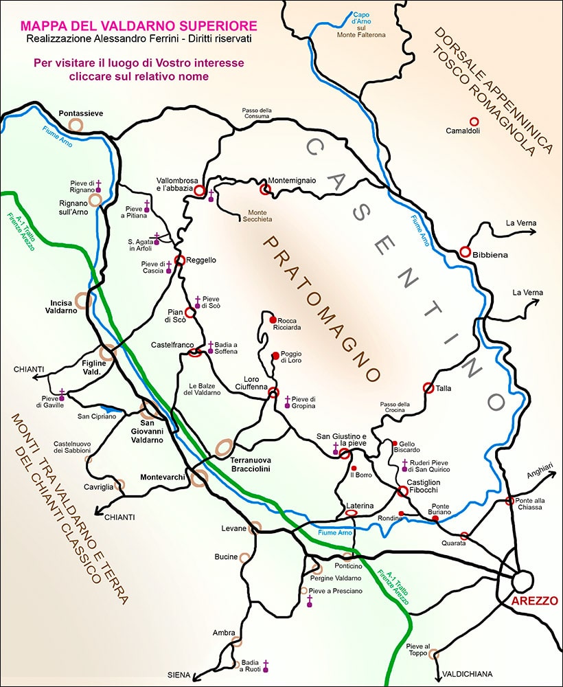 La zona del Valdarno e Casentino (da http://www.ilbelcasentino.it/mappa-valdarno/mappa-valdarno.jpg)