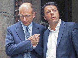 Gli ultimi due Presidenti del Consiglio: Enrico Letta e Matteo Renzi (da http://www.ragusanews.com/immagini_articoli/13-02-2014/1396117923-letta-renzi-il-pd-si-mangia-i-bambini.jpg)