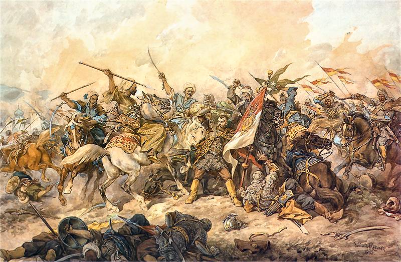 Battaglia di Chocim (1673), durante la guerra fra Polonia e Impero ottomano, in un dipinto di Juliusz Kossak (1892)