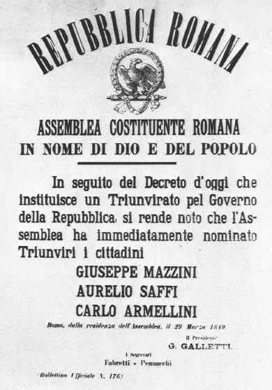 Il manifesto della Repubblica Romana (1849)