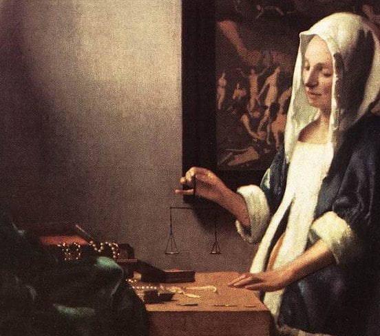 Johannes Vermeer, Donna con bilancia, 1663-1664, National Gallery of Art, Washington DC