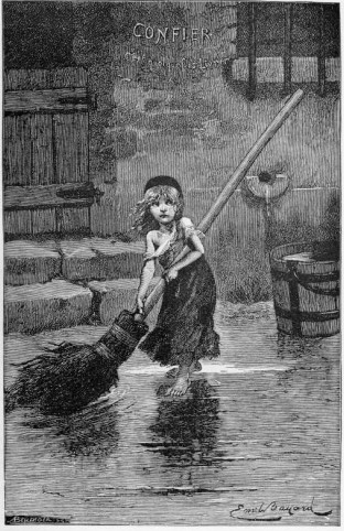 Illustrazione di Cosette, per I miserabili di Victor Hugo, da Émile Bayard (da https://it.wikipedia.org/wiki/I_miserabili#/media/File:Ebcosette.jpg)