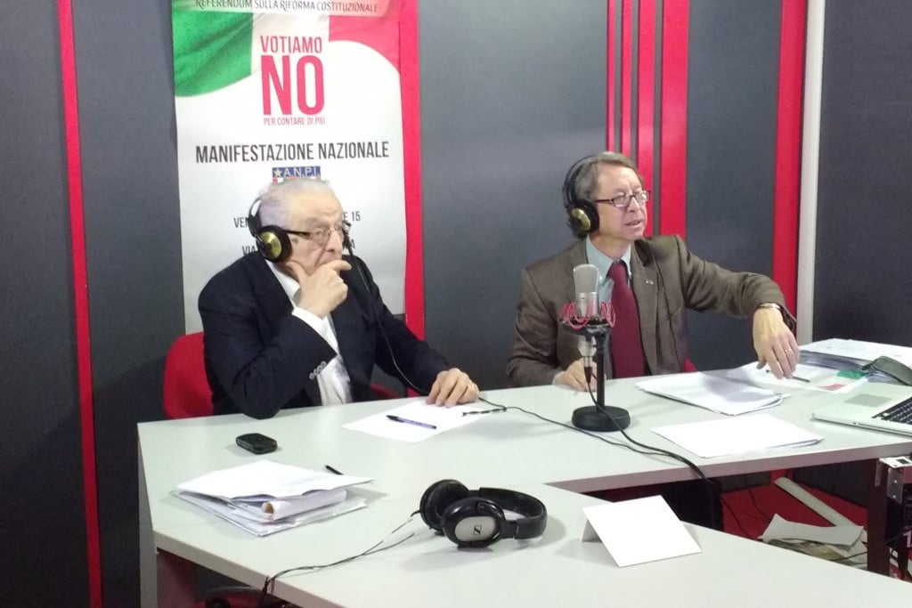 Il vice presidente nazionale dell'ANPI Luciano Guerzoni, nello studio di Radio Articolo1 con il direttore Altero Frigerio