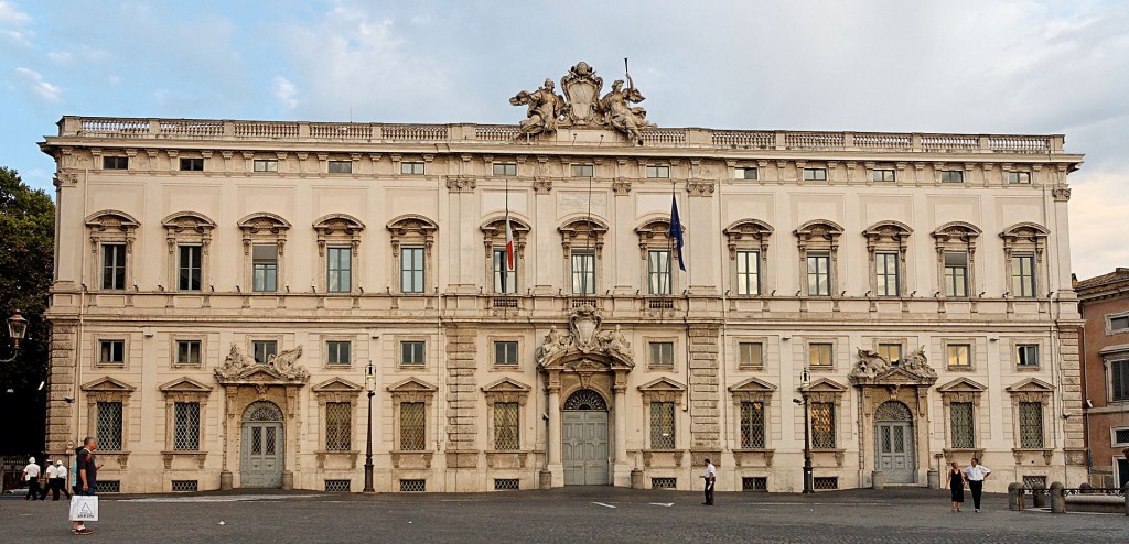Il Palazzo della Consulta, sede della Corte costituzionale, a Roma in piazza del Quirinale