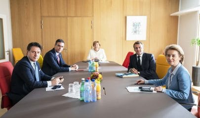 Pedro Sanchez Angela Merkel Emmanuel Macron e Ursula von der Leyen