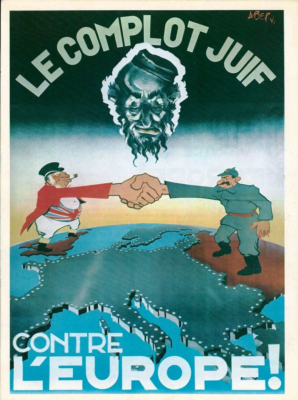 Un altro manifesto di Vichy. Le caricature di Stalin e Churchill e il complotto degli ebrei