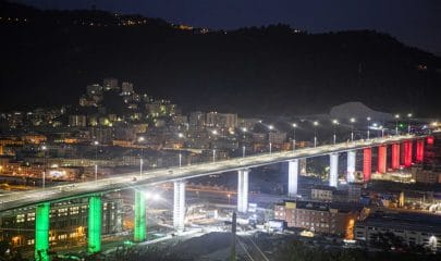 Viadotto Genova-San Giorgio, ex Ponte Morandi. Foto Imagoeconomica